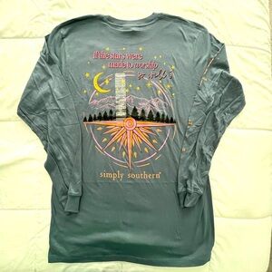Simply Southern “If The Stars Were Made To Worship So Will I”. Size M. Grey Blue